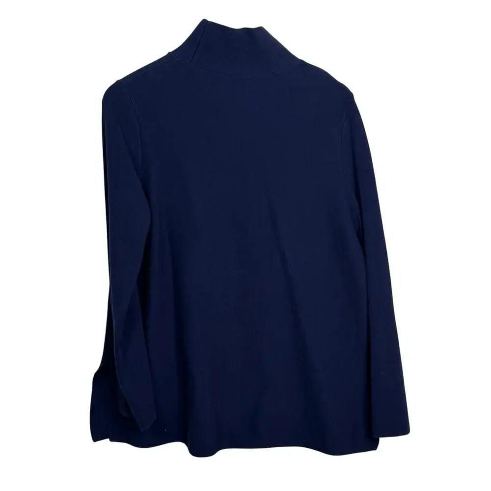 COS Size Small Navy Blue Cotton Mock Neck Pullover Sweater